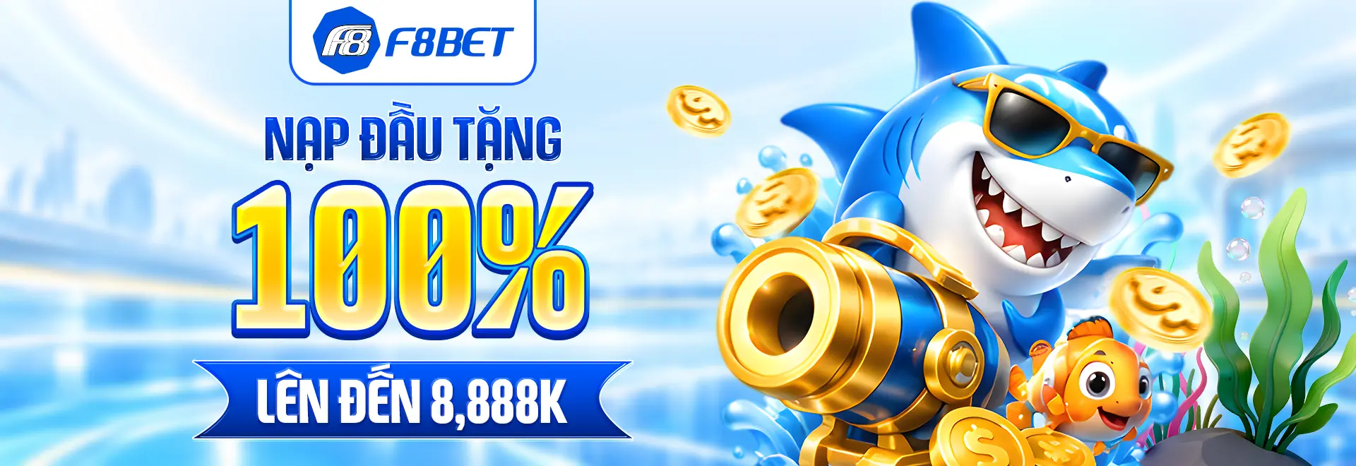 banner f8bet nạp đầu tặng 100% lên đến 8888k